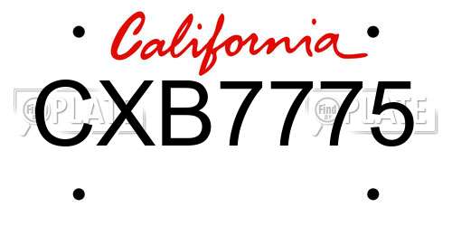 CXB7775 California License Plate