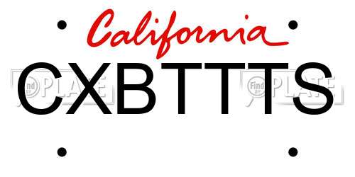 CXBTTTS California License Plate