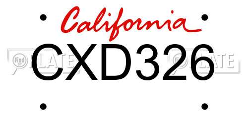 CXD326 California License Plate