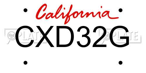 CXD32G California License Plate