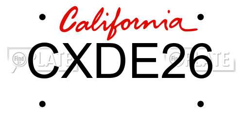 CXDE26 California License Plate