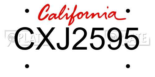 CXJ2595 California License Plate