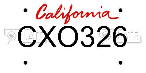 CXO326 California License Plate
