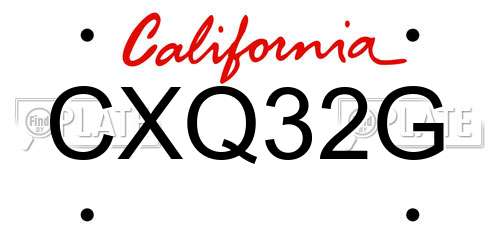 CXQ32G California License Plate