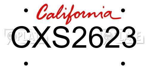 CXS2623 California License Plate