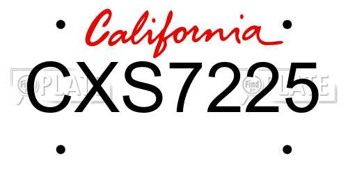 CXS7225 California License Plate
