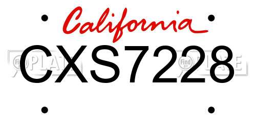 CXS7228 California License Plate