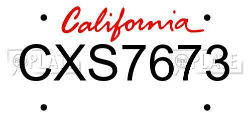 CXS7673 California License Plate