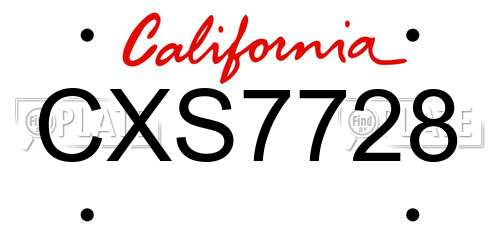 CXS7728 California License Plate