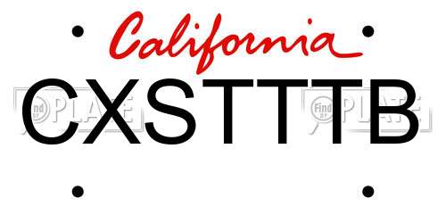 CXSTTTB California License Plate