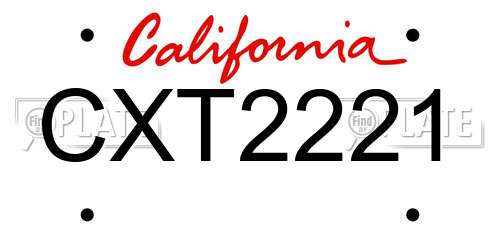 CXT2221 California License Plate