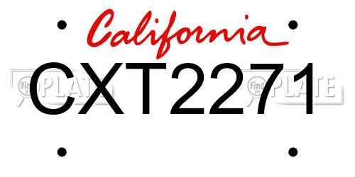 CXT2271 California License Plate