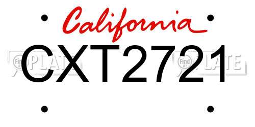 CXT2721 California License Plate
