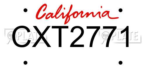 CXT2771 California License Plate