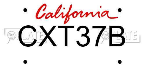 CXT37B California License Plate