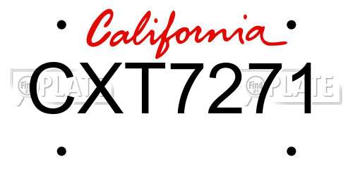 CXT7271 California License Plate