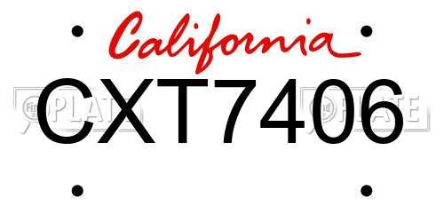 CXT7406 California License Plate