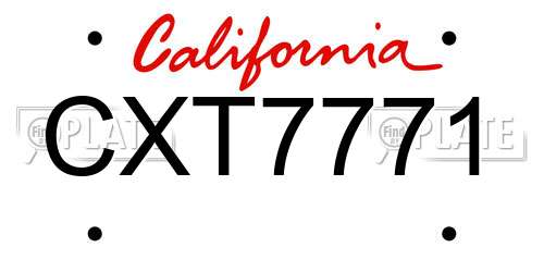 CXT7771 California License Plate
