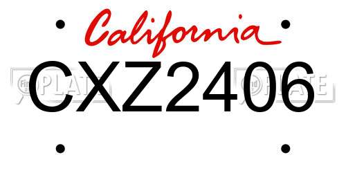 CXZ2406 California License Plate