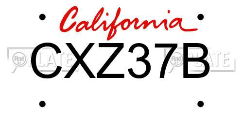 CXZ37B California License Plate
