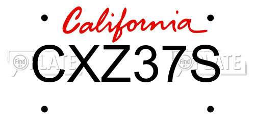CXZ37S California License Plate