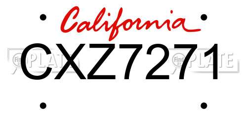 CXZ7271 California License Plate