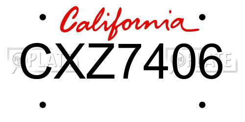 CXZ7406 California License Plate