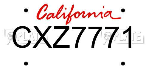 CXZ7771 California License Plate