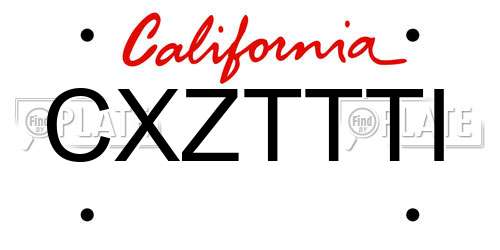 CXZTTTI California License Plate
