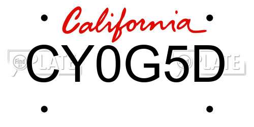 CY0G5D California License Plate