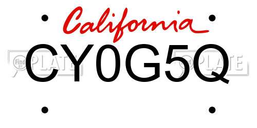 CY0G5Q California License Plate