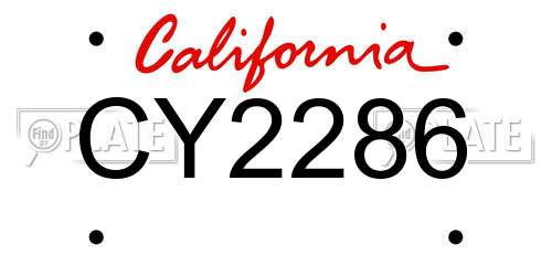 CY2286 California License Plate