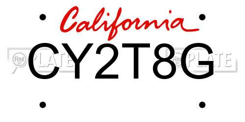 CY2T8G California License Plate