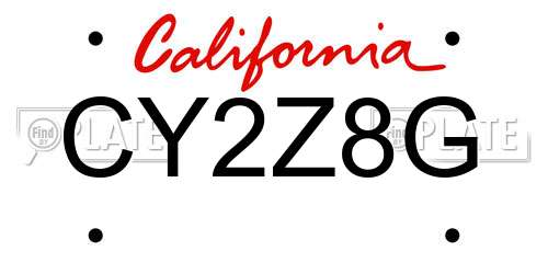CY2Z8G California License Plate