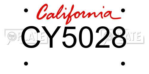 CY5028 California License Plate