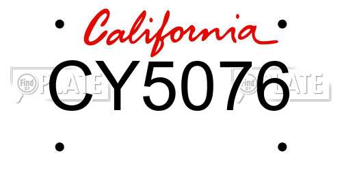 CY5076 California License Plate