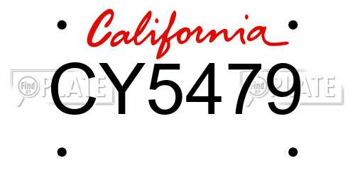 CY5479 California License Plate