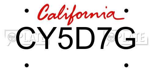 CY5D7G California License Plate