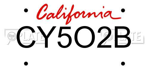 CY5O2B California License Plate