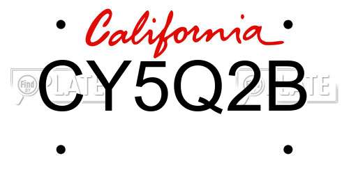 CY5Q2B California License Plate