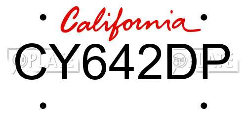 CY642DP California License Plate