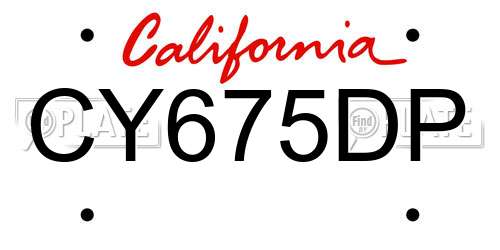 CY675DP California License Plate