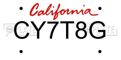 CY7T8G California License Plate