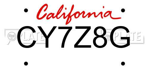 CY7Z8G California License Plate