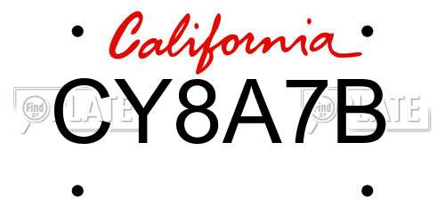 CY8A7B California License Plate