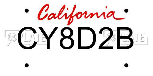 CY8D2B California License Plate