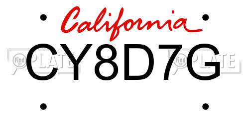 CY8D7G California License Plate
