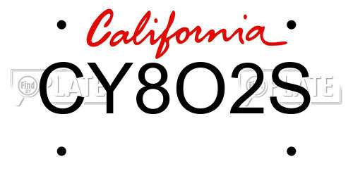CY8O2S California License Plate