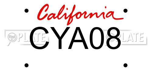 CYA08 California License Plate