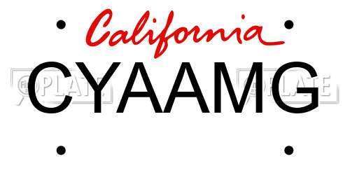 CYAAMG California License Plate